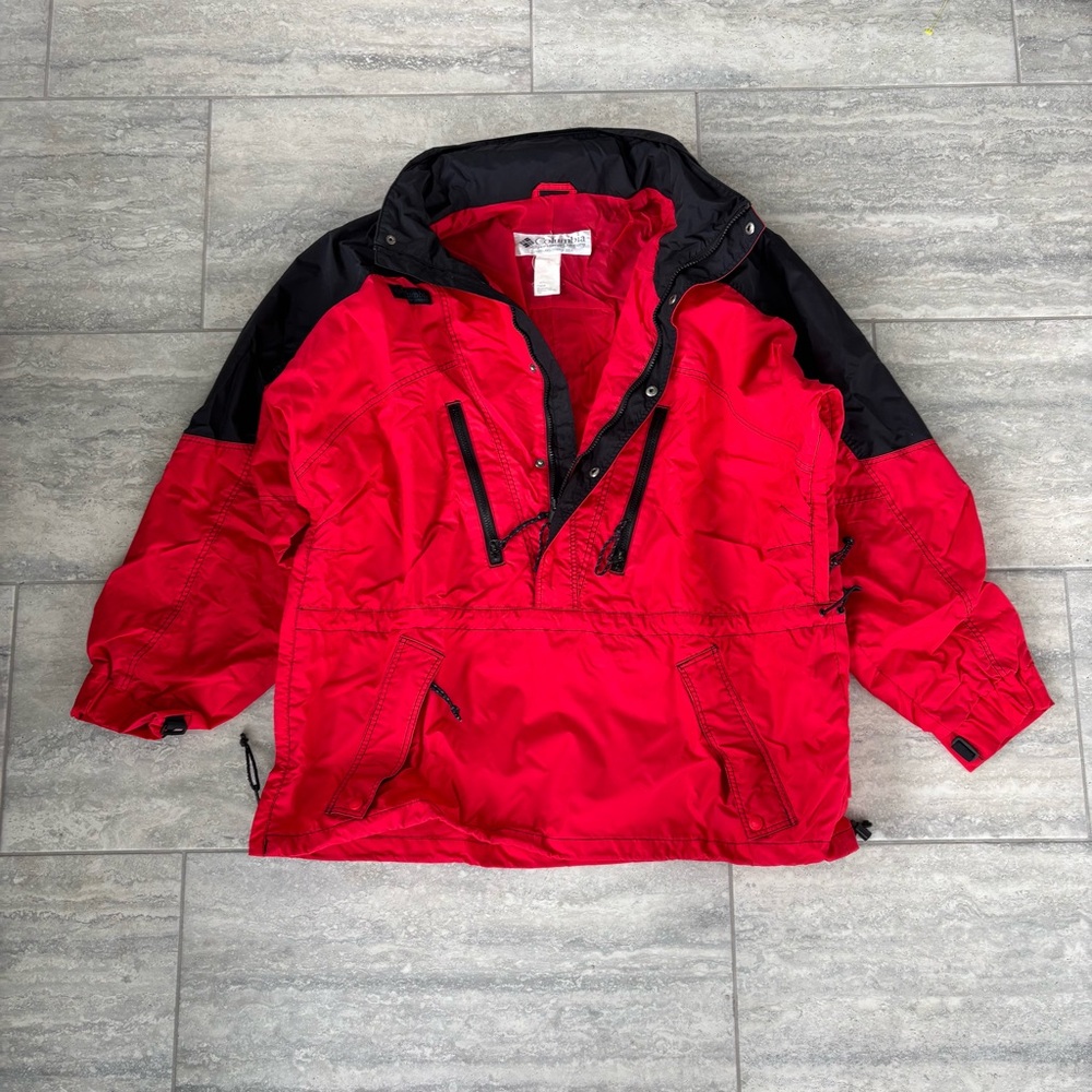 Columbia Men’s Red‎ Jacket Windbreaker Nylon Parka Anorak Gorpcore Coat Hood XL